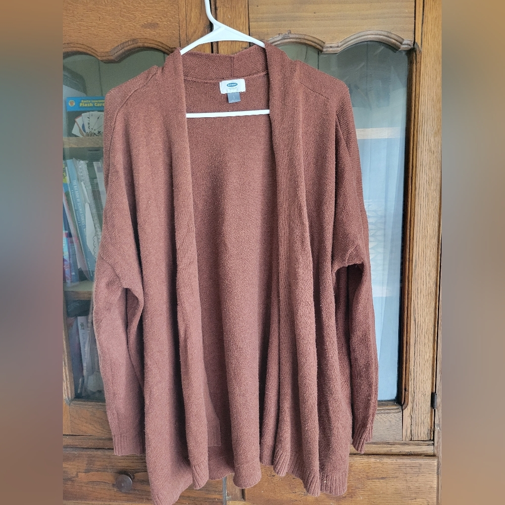 Rust Colored Open Front Cardigan